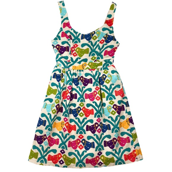 Judith March Aztec Bird Print Dress Multicolored M - Picture 2 of 11